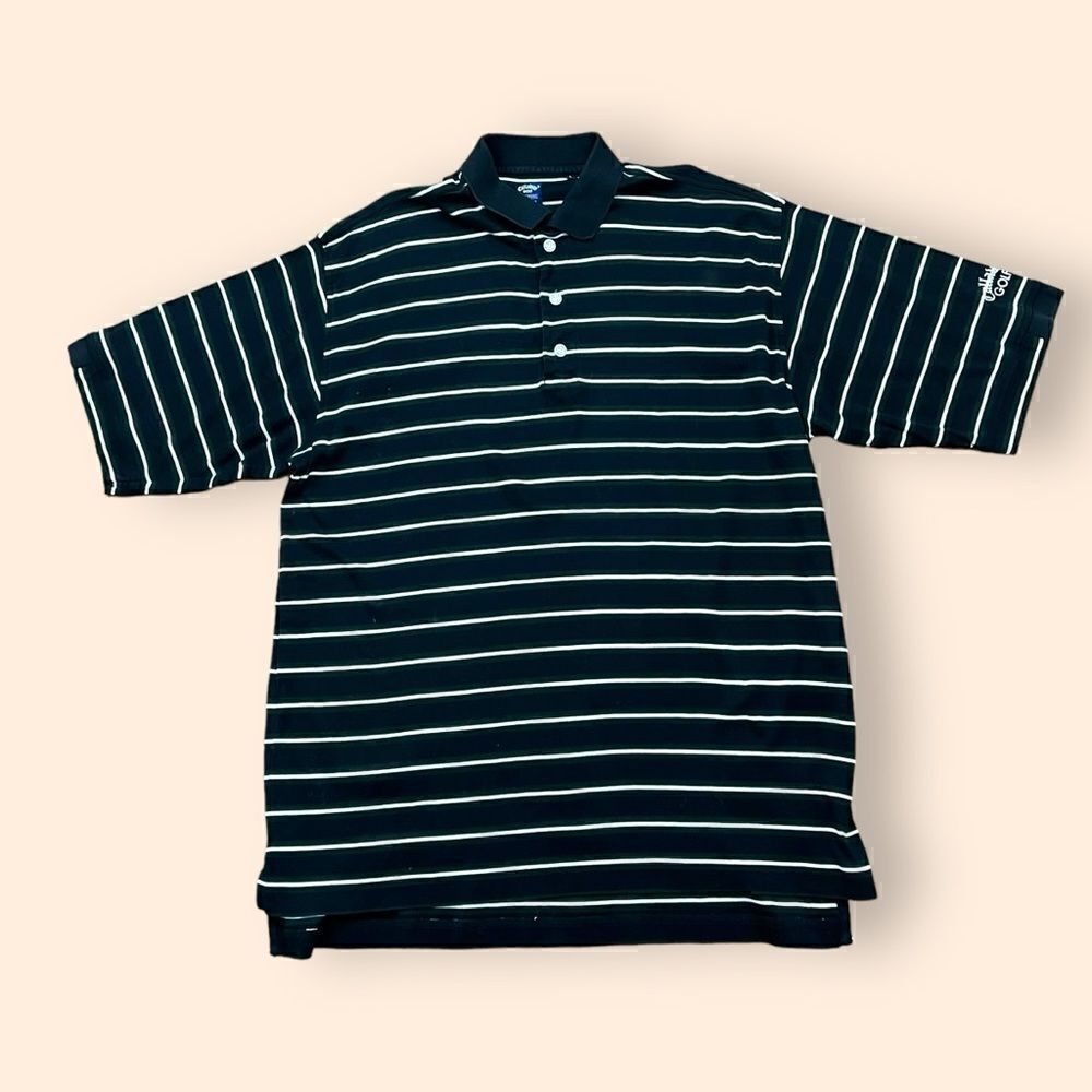 Vintage 2-ply Mercerized Cotton Striped Callaway Golf Polo men’s large